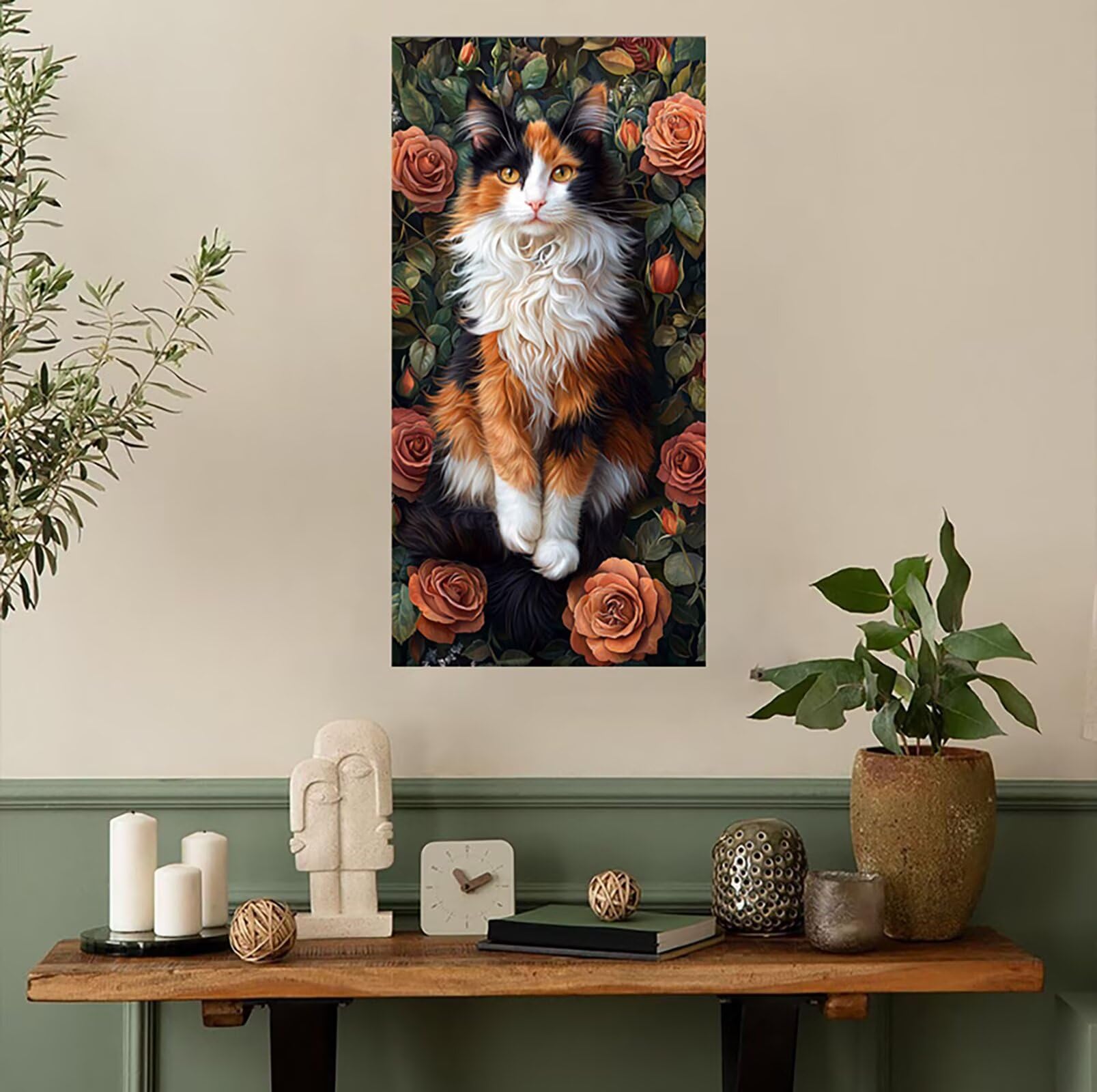 Fiori Dipingere con i Numeri Kit, Gatto Grande Paint by Numbers Adulti, Set di Pittura con i Numeri, Kit di Pittura Acrilica, Principianti Tela Fai da Te Pittura a Olio,Decor 50x100cm J0L-1035
