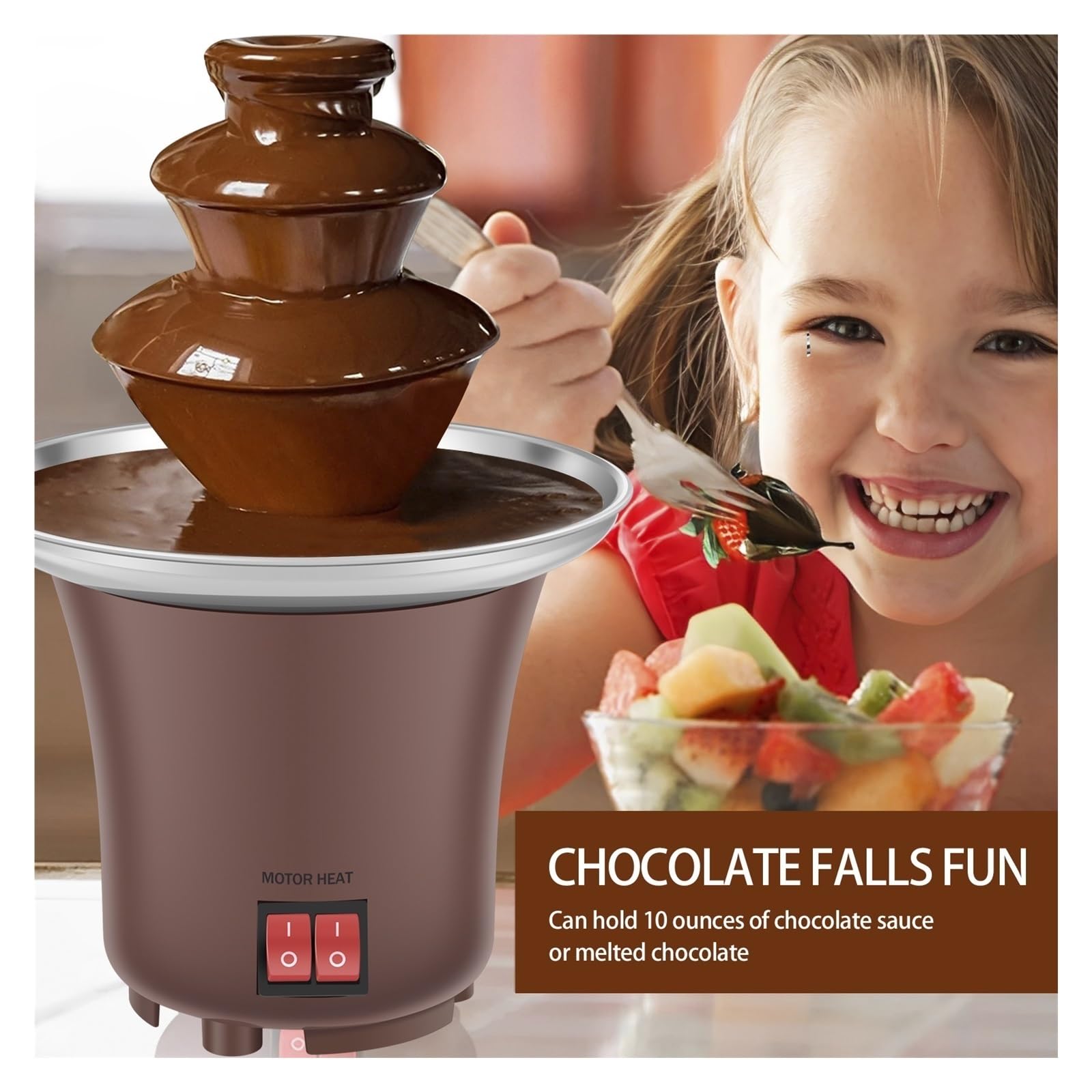 Fuente De Chocolate Queso 3 Capas Máquina con Capacidad For 10 Oz Fondue Eléctrica For El Hogar For Dulces Flujo Continuo Y Suave