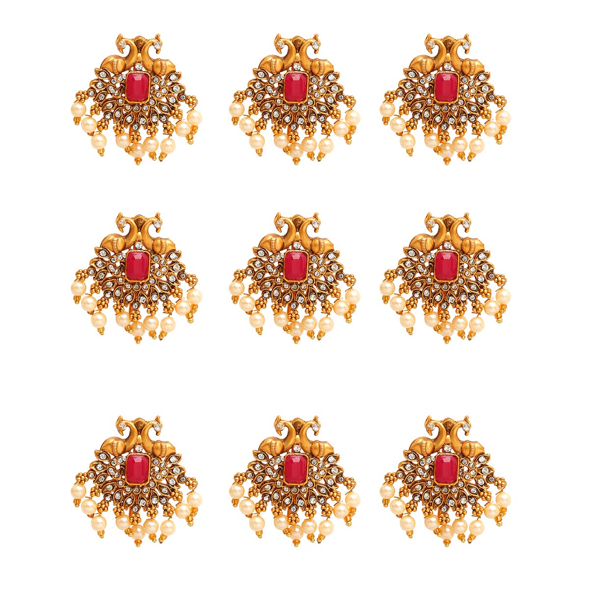 Yellow Chimes Jadai Billai for Women 9 Pcs Gold Plated Red Crystal Studded Beads Drop Choti Jadai Billai Hair Pin Bridal Hair Brooch Hair Jewellery for Women and Girls (B0BDYR4N1R) Amazon Price History, Amazon Price Tracker
