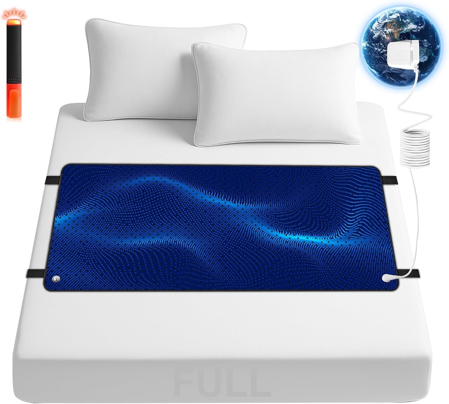 Grounding Mat for Bed,Energy Mat Grounding Pad for Sleeping, Relieve Stress,Improves Sleep,Anti-Static Mat,Anti-Slip Ground Mattress with 15 Feet Cord and Test Pen(Full Size: 53.15"x26.77")