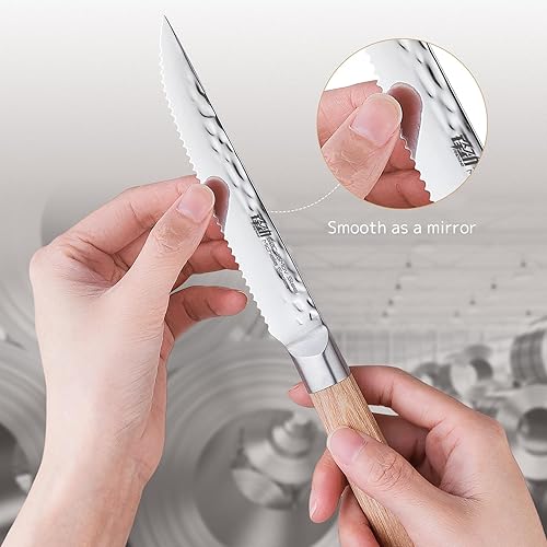 Miniatura 3 de FINDKING Juego de cuchillos de cocina de 4 piezas, cuchillos de cocina dentados de 4.7 pulgadas, cubiertos de acero inoxidable inoxidables, mango de