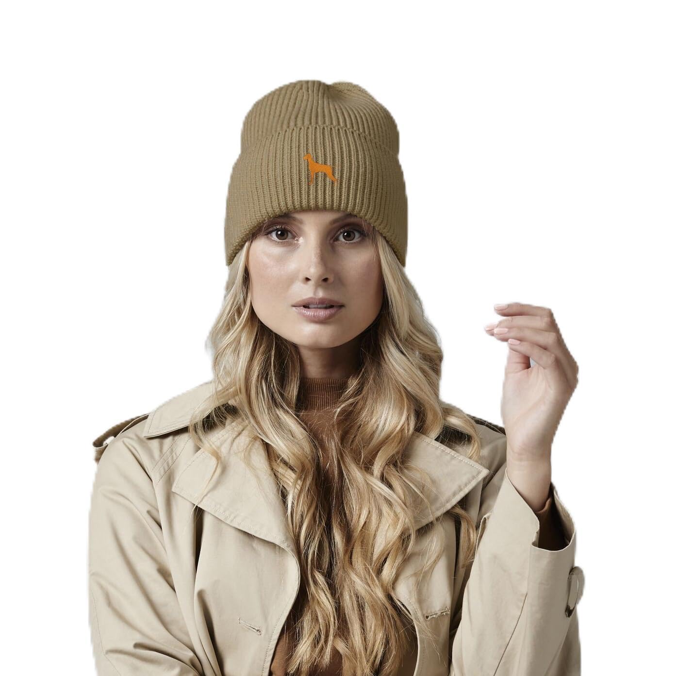 The House of Dog: Hungarian Vizsla Owner Gift. Oversized Cuffed Beanie Ski Hat. Grey Grey
