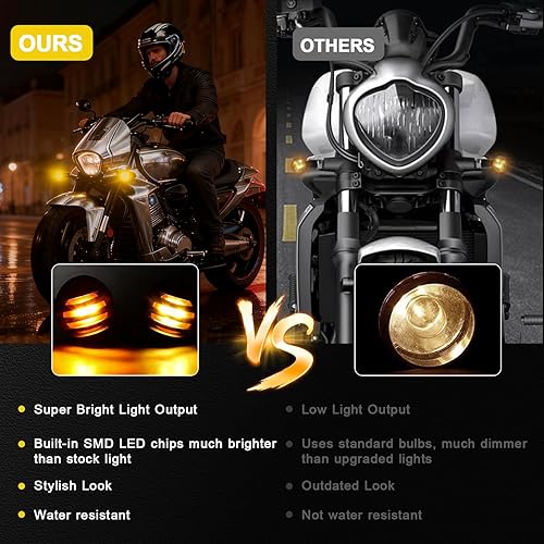 Miniatura 5 de XINDELL focos indicadores de señales de giro de motocicleta, resistentes, negros, 2 unidades