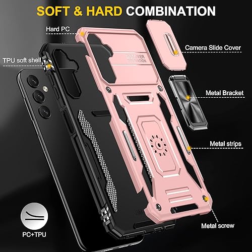 Miniatura 7 de Asuwish Funda de teléfono para Samsung Galaxy A24 4G5G con protector de pantalla de vidrio templado y cubierta deslizante para cámara deslizante,