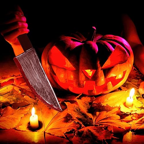 Miniatura 6 de Cuchillo de carnicero de Halloween, 2 unidades, cuchillo clásico de película de terror, cosplay, accesorios de goma para Halloween