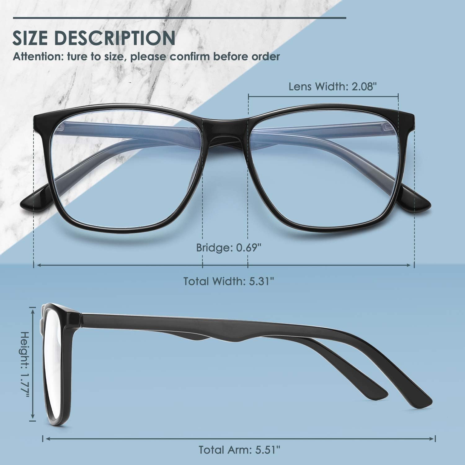 Blue-Light-Blocking-Glasses Men/Women 3Pack Computer Gaming Fake Galsses Blue Light Blocker Glasses Non Prescription (black douhua transparent) : Electronics
