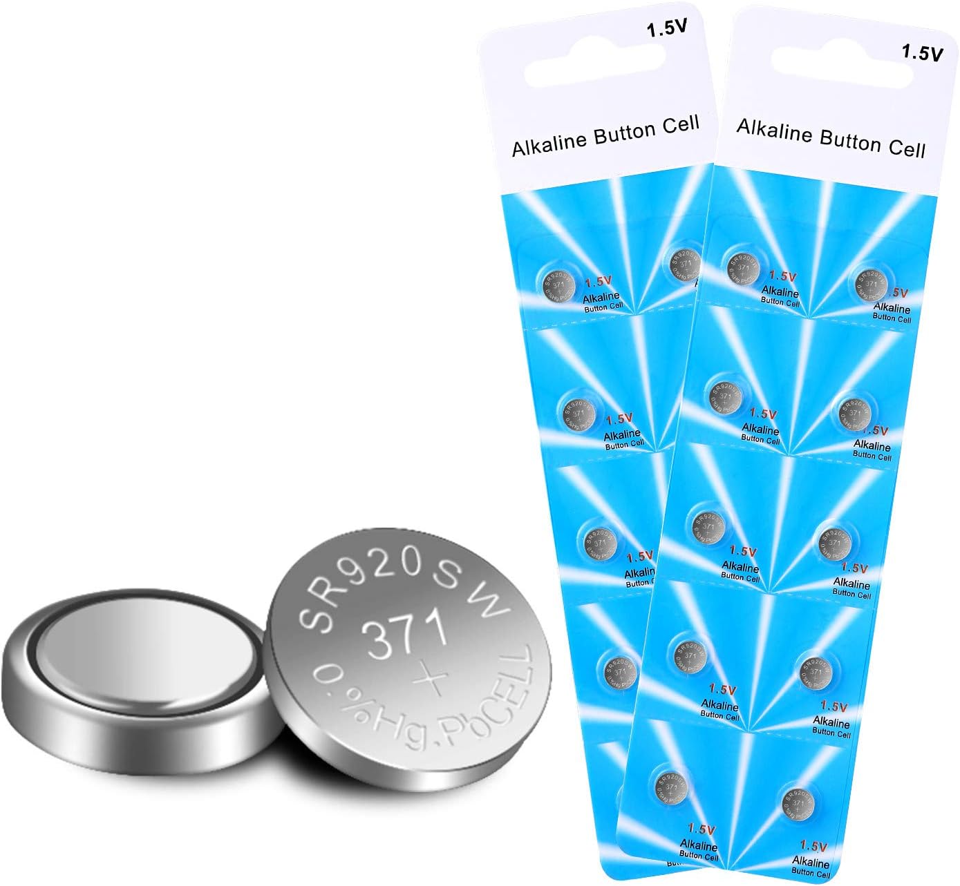 20 Pack SR920SW 371 370 AG6 Battery 1.55V Silver Oxide 0 Hg Mercury