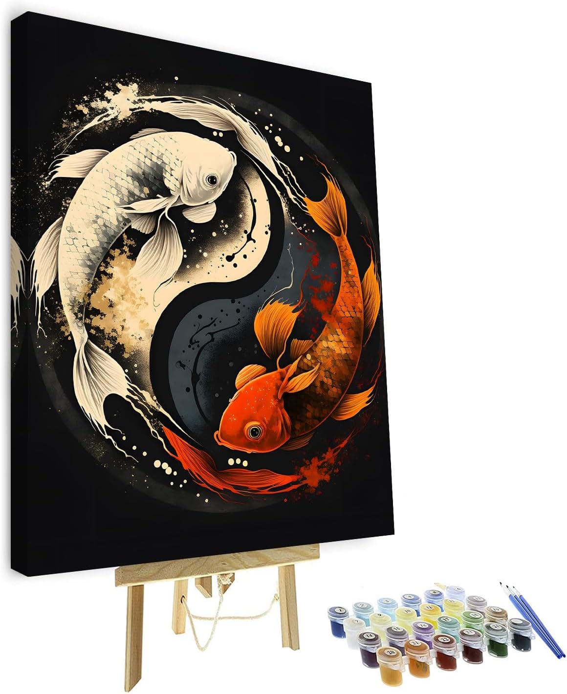 TUMOVO Paint by Numbers for Adults Beginner, Yin Yang Symbol with Koi Fish Paint by Numbers Paint by Number Kits DIY Painting Kits Paint by Numbers Framed, 16 x20 Inch, ZY03-PBN