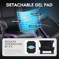 Vista 5 de Gaming Chair,Computer Office Chair with Footrest,Massage Lumbar Support and Gel Pad,Ergonomic Reclining Adjustable Leather Gamer Chair with Headrest