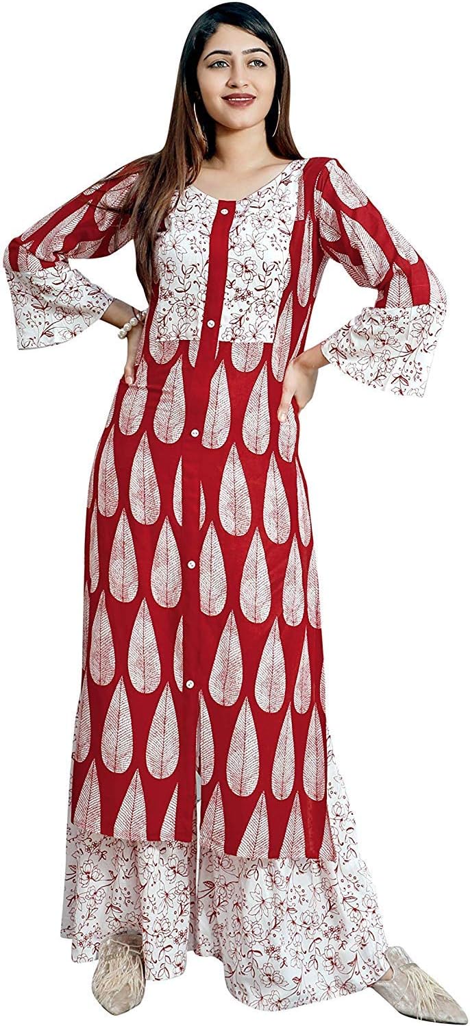 Women's Rayon Kurta (Crawler-1, Pink, XL)