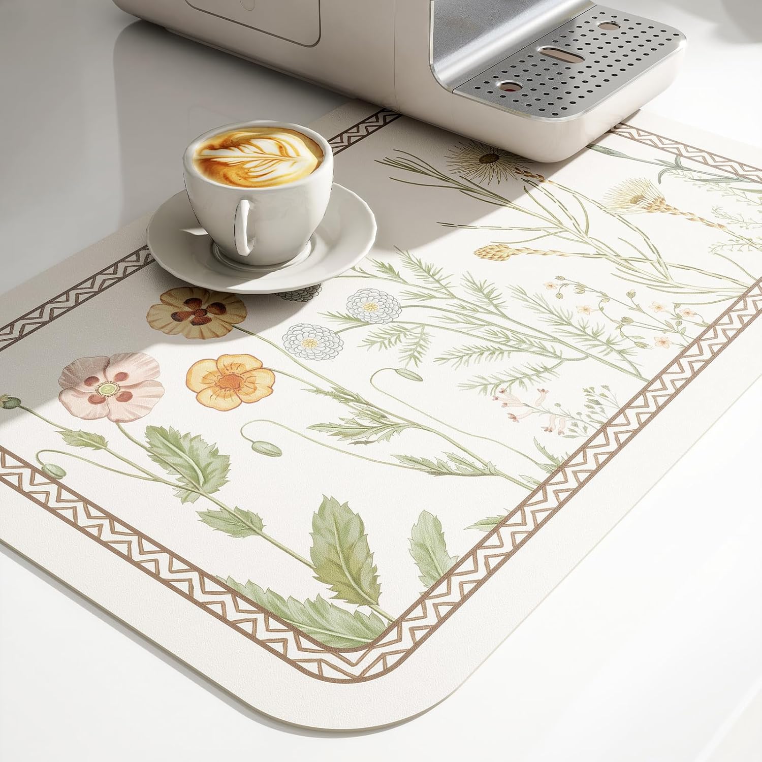 ISAENNE Designer Cottage Rectangular Placemats Set of 6,Flower Pattern PVC Placemat, Waterproof and Heat-Resistant Pastoral Style,Decoration for Kitchen,Dinning,Parties, Holiday,12"*17"