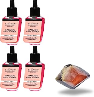 Champagne Apple & Honey - White Barn Bath/Body - 4 Pack Wallflowers Home Fragrance Refills 0.8 fl oz / 24 mL and Stone Soap Natural (Packaging May Vary).