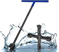 Vista 1 de Llave de medidor de agua, 2 piezas, herramienta de cierre de agua de acero, incluye llave de medidor de agua de 16 pulgadas y 1 llave negra para uso