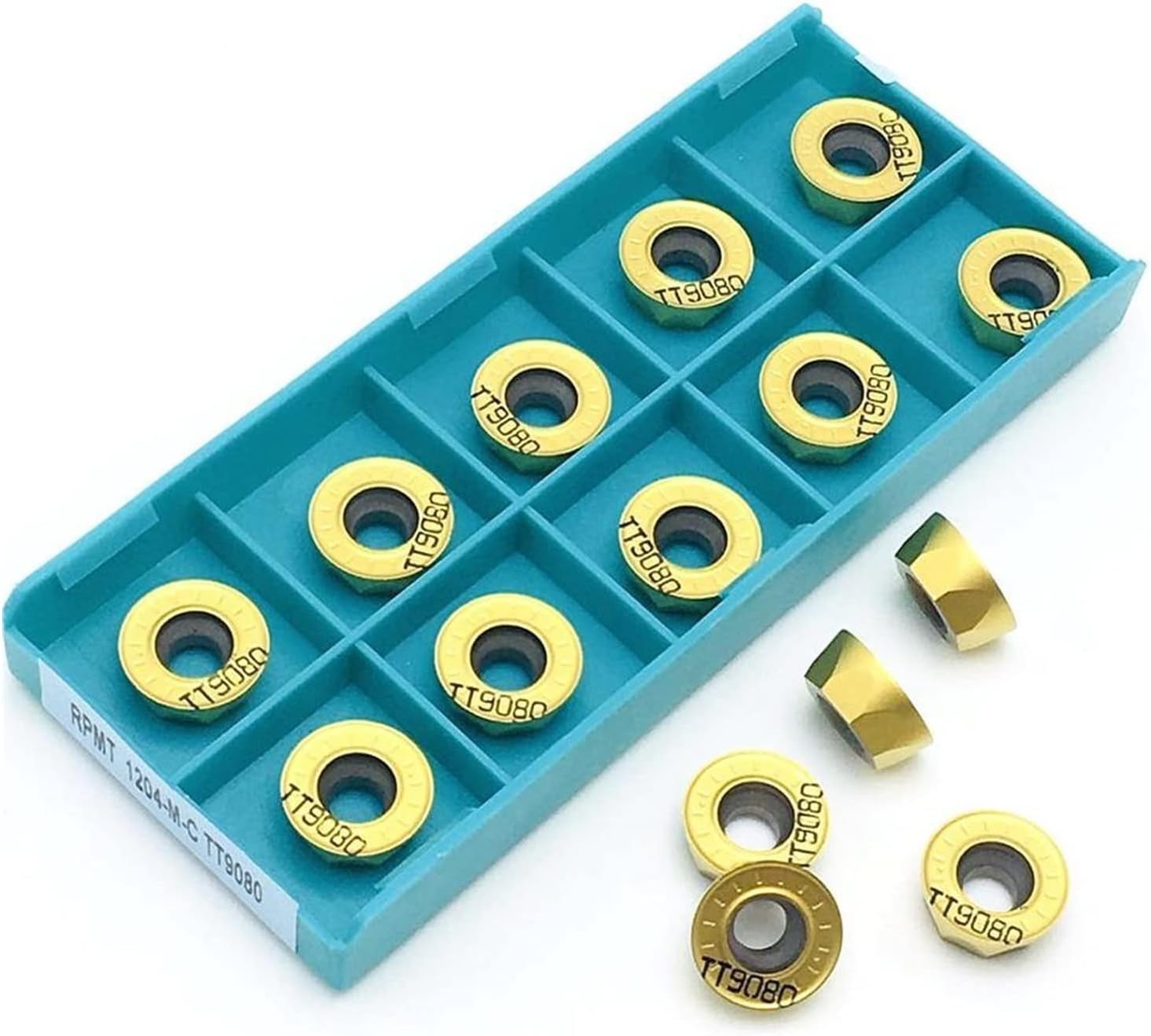 Surface Milling Cutter Carbide Insert RPMT1204 M C TT9080 CNC Machine Tool Milling Cutter Metal Outer Lathe Parts Tool Rpmt1204 Tt9080 (Angle : RPMT1204 M C TT9080, Shank Diameter : 10PCS(1box))