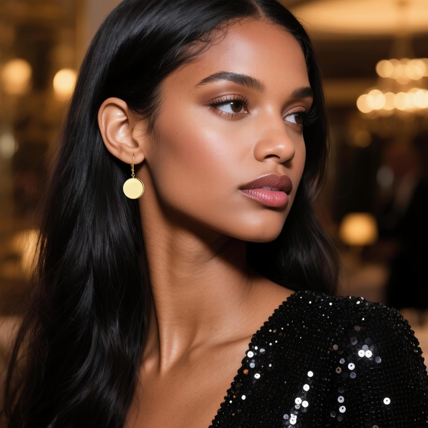 925 Sterling Silver Disc Dangle Earrings for Women Flat Hypoallergenic Drop Earrings Classic Coin Leverback Earrings for Women Jewelry Gifts - Image 2