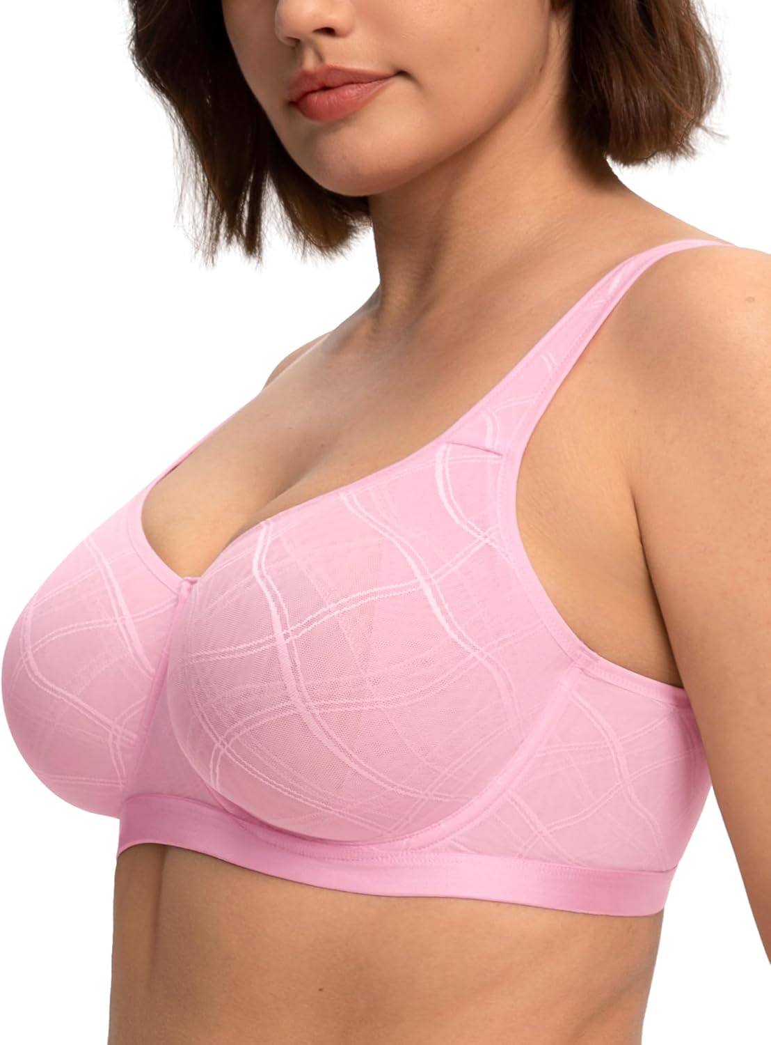 HSIA Minimizer Bras for Women Full Coverage Underwire Plus Size Unlined Mesh Jacquard Bra with Wide Straps - Image 3