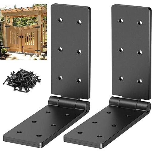 Heavy Duty Gate Hinges,270° Solid Double Layer Folding Butt Hinges with Electroplating for Heavy Plywood, Backyard Wood Gates and Fence(2 Pack)