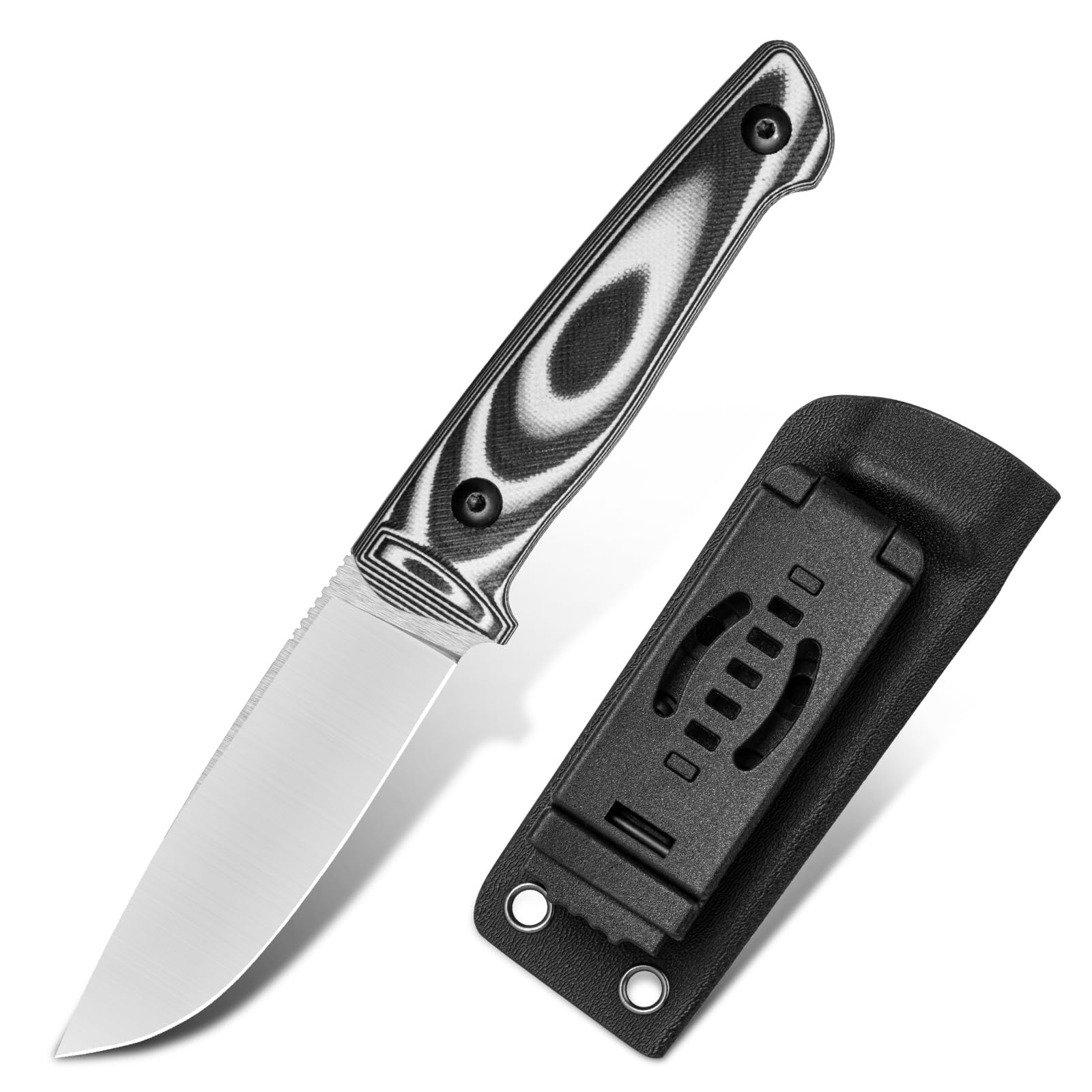 Fixed Blade Knife with Kydex Sheath 7.7 Inch Full Tang Knife EDC Fixed Blade Knives with G10 Handle for Jungle Survival, Camping, Hunting, Fishing