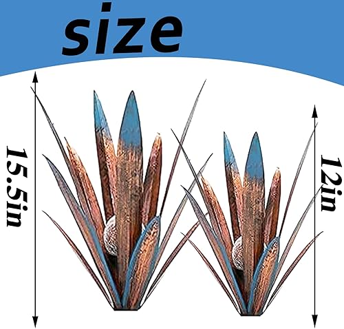 Miniatura 8 de 2 piezas de escultura rústica de tequila planta de agave de metal decoración del hogar decoración rústica de agave de metal pintada a mano adornos