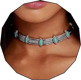 Turquoise Necklace Silver Short Necklace Choker Personalize Boho Necklace Jewelry for Women