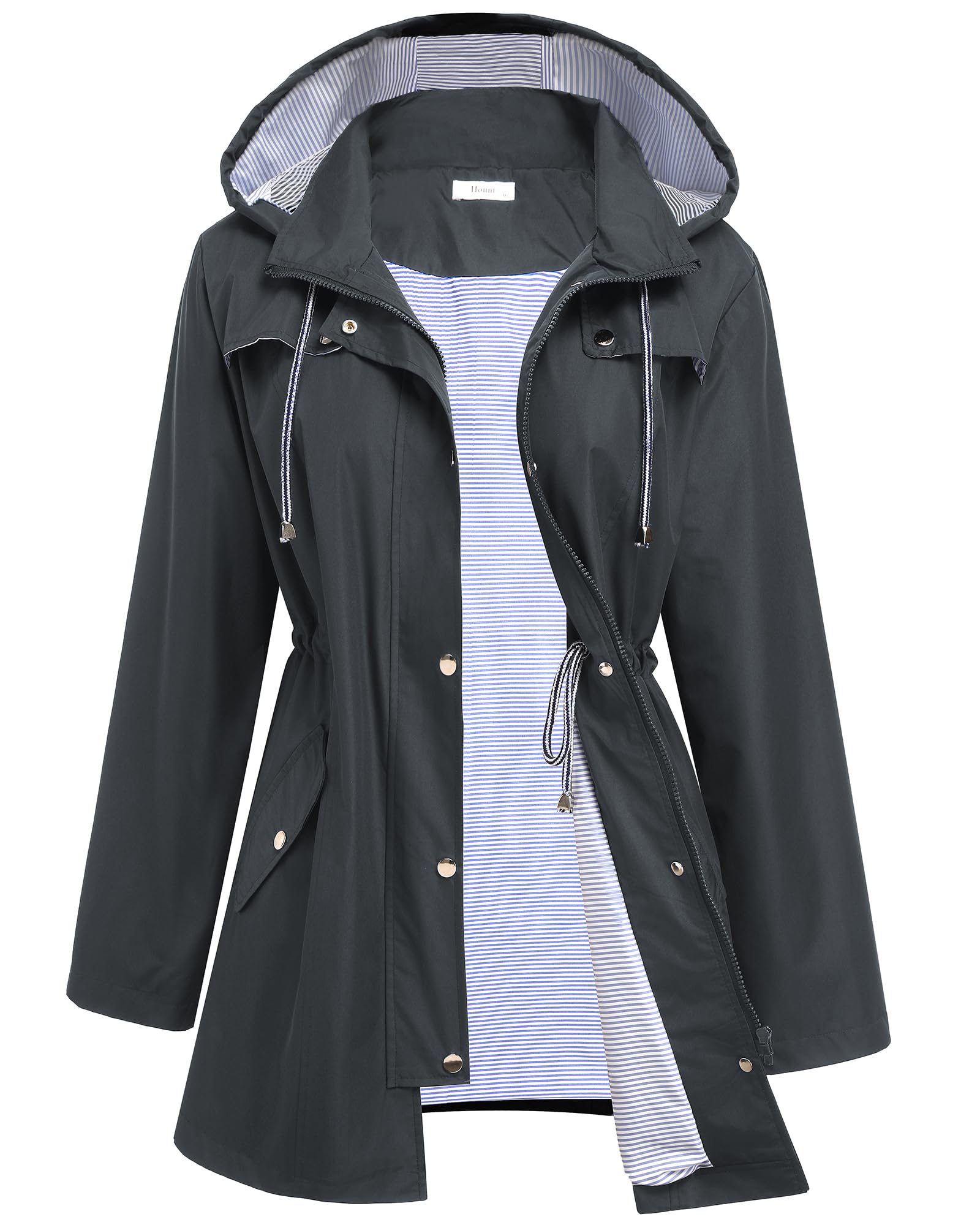 Hount Women Rain Jacket Lightweight Waterproof Lined Raincoat