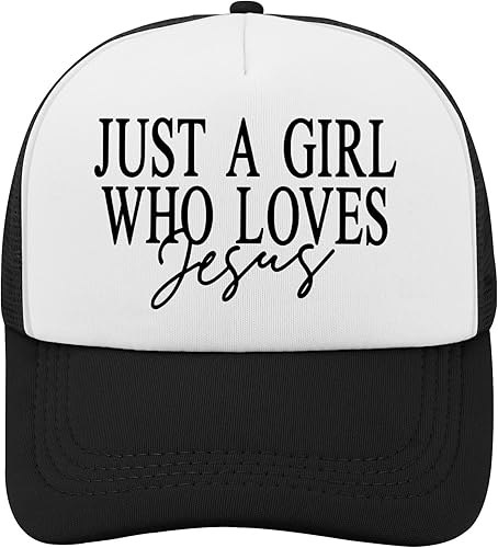 Just a Girl Who Loves Jesus Hat Christian Trucker Cap for Women Faith-Based Slog