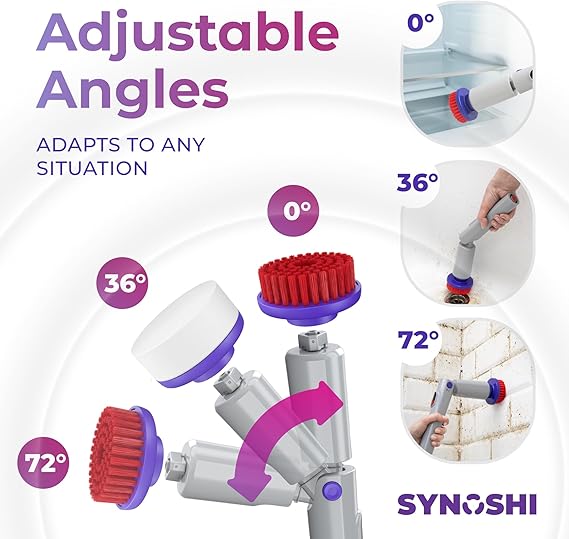 PRO Electric Spin Scrubber, Cordless Cleaning Brush Bathroom Scrubber. Waterproof Shower Cleaner Brush with Adjustable Angles
