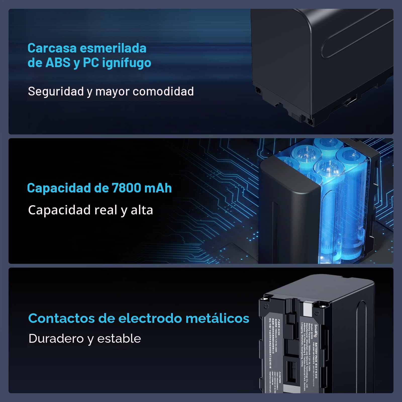 SMALLRIG Batería 7800 mAh Compatible con NP-F970 y Cargador, para Batería Sony NP-F970 (2Pack, Puerto USB Doble), para Sony NP-F970 NP-F960 NP-F950 NP-F930 NP-F770 NP-F750 NP-F550 NP-F570-3823