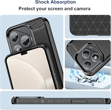 Case Compatible with Honor 400 Lite, Slim Fit Phone Cover with Shock-Absorption, Carbon Fiber TPU Rubber Protective Case, Black