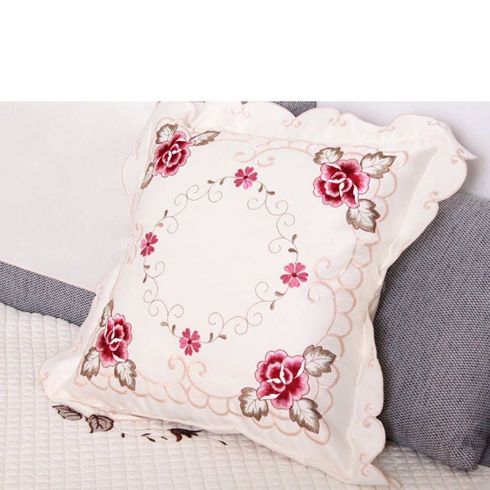 Coussin de sofa brodé de style jardin européen élégant fait main 45x45cm