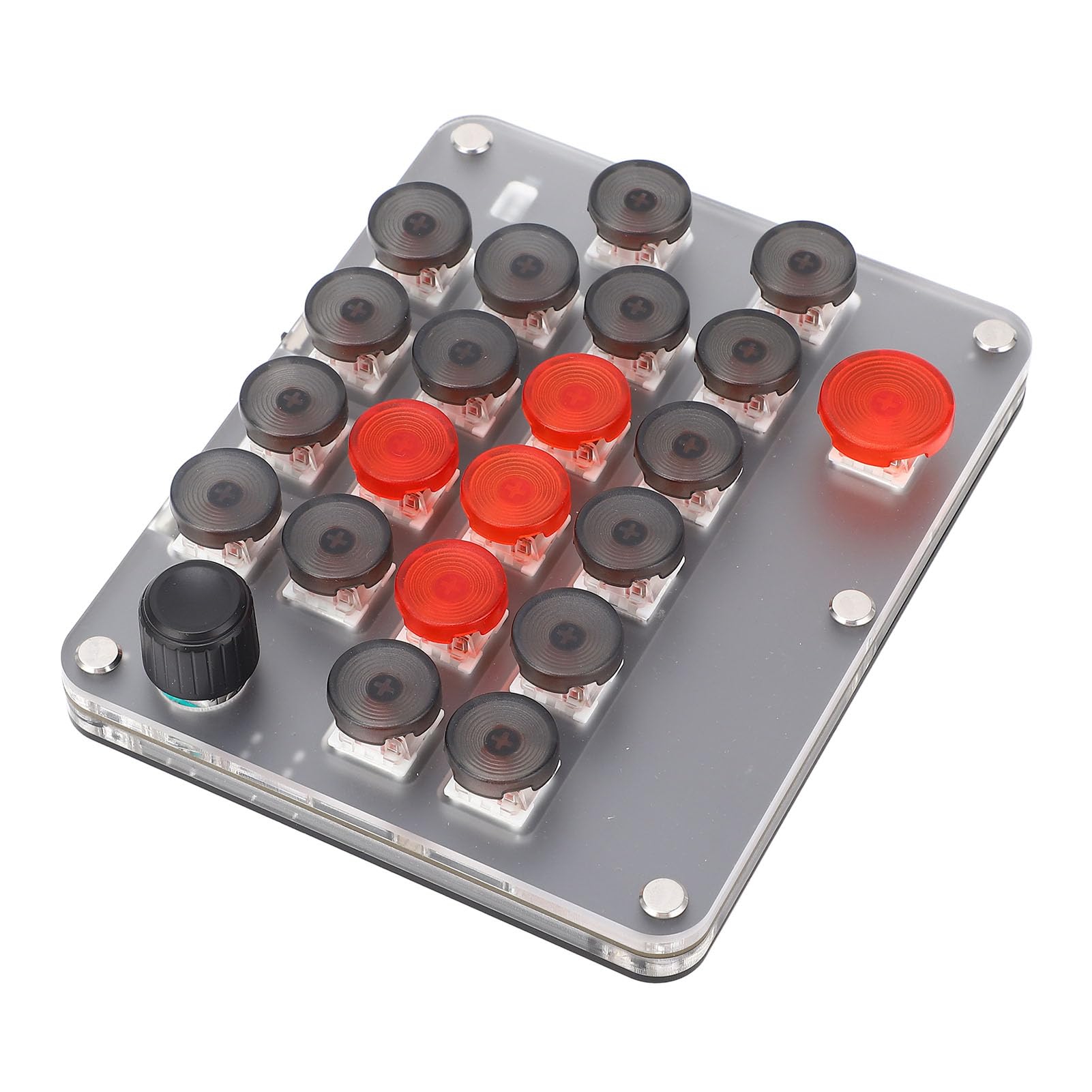 Tyenaza One Handed Macro Mechanical Keyboard 21 Keys 1 Knob USB C BT Connection Red Switch Portable Professional Gaming Keypad
