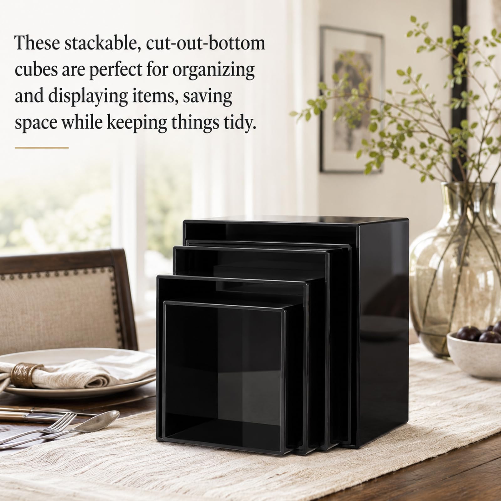 6 soportes de exhibición negros para alimentos y pasteles, elevadores de bufé, cajas de exhibición acrílicas, soportes de postre para exhibición de mesa de buffet, torre de cupcakes, soporte