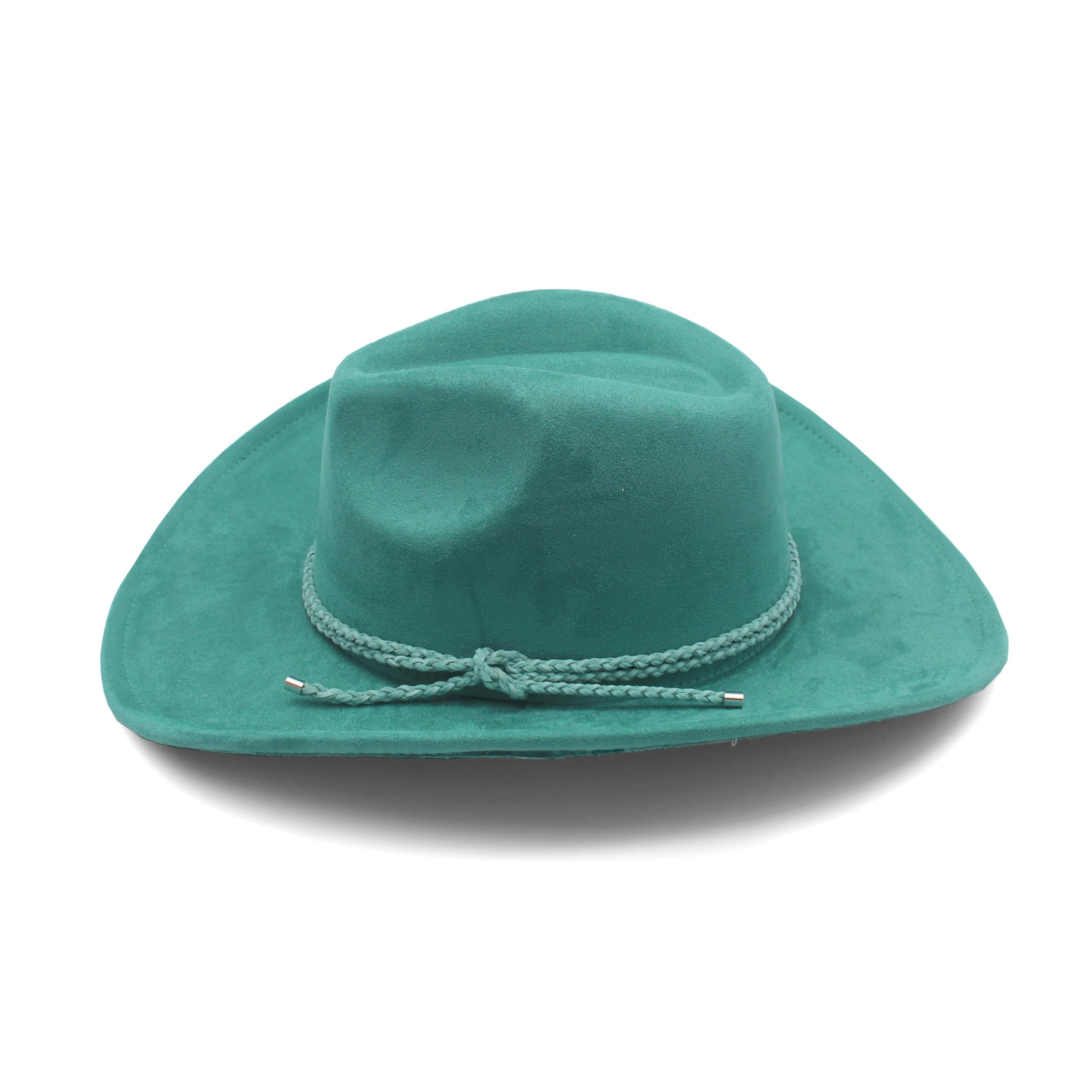 Cappello da cowboy occidentale per donne e uomini cappello da cowboy a tesa larga per le donne con fibbia intrecciata cintura in pelle scamosciata classici cappelli Fedora