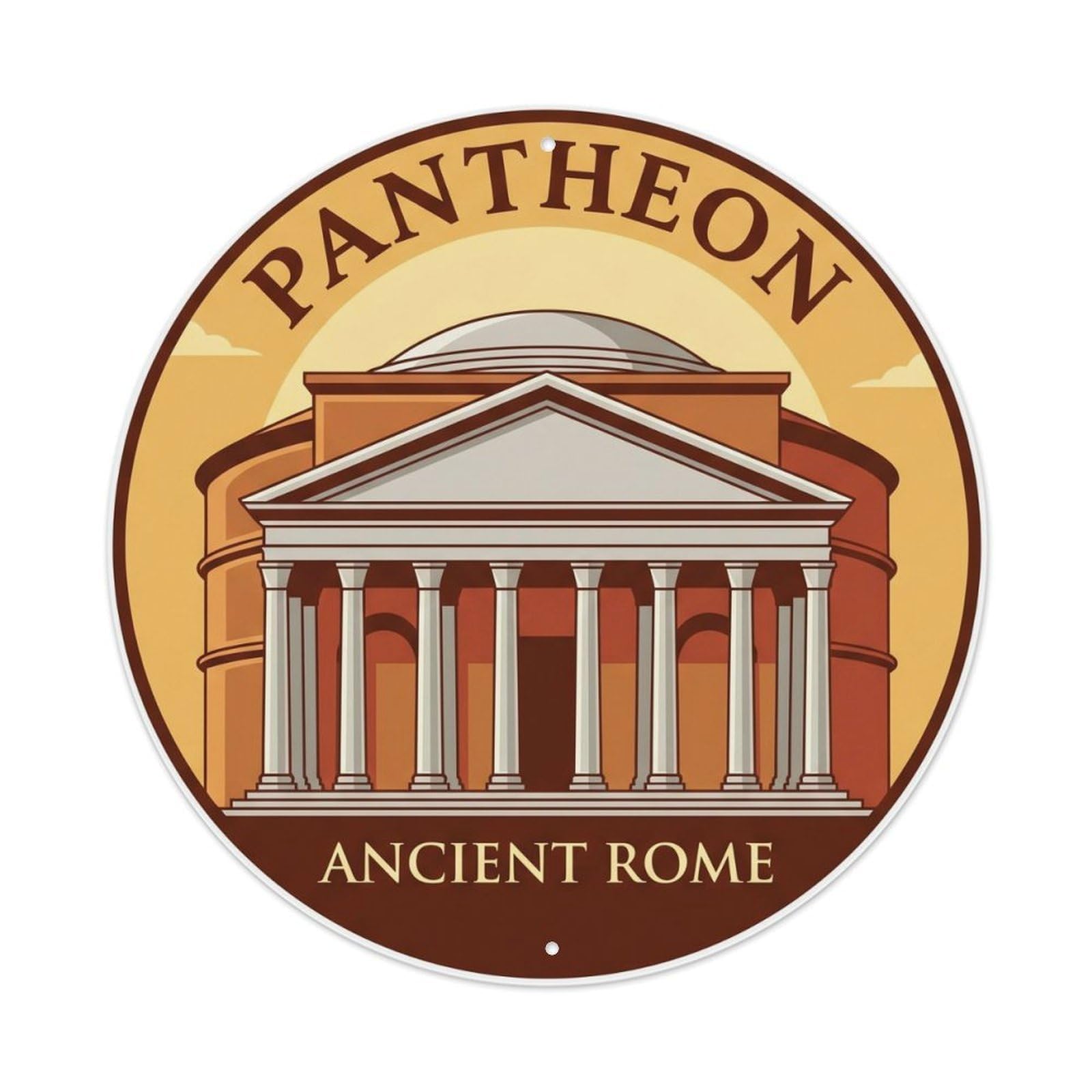 Fqnyr Style Vintage Travel Pantheon Rome Temple 1 Metal Tin Sign