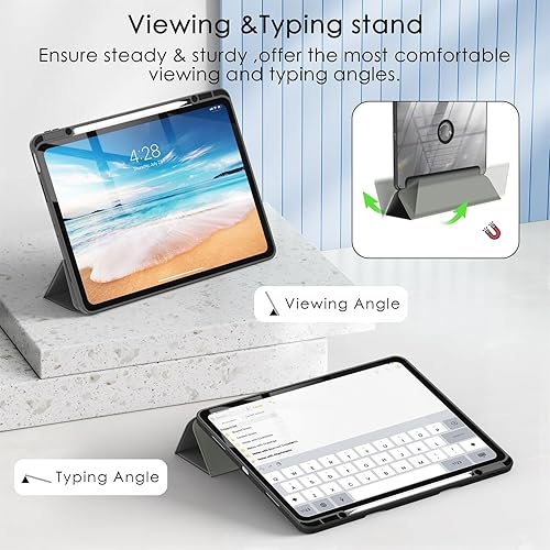 Miniatura 5 de Soke Funda para iPad Air de 13 pulgadas (M3 2025M2 2024) con soporte para lápices, encendido y apagado automático + protección de la cámara a prueba