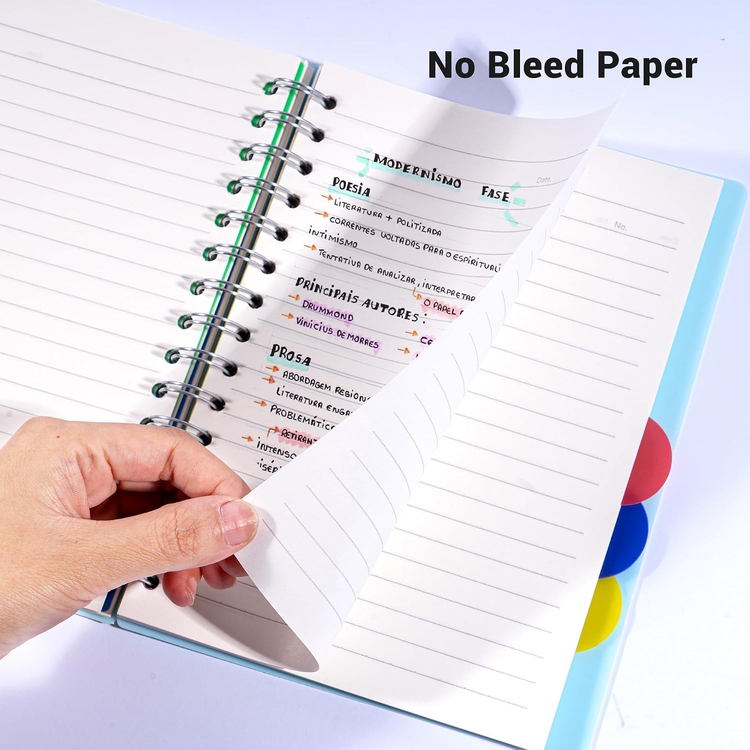 5 Subject Spiral Notebook with Dividers & Tabs,2 Pack,5x7,Teal Blue image 5