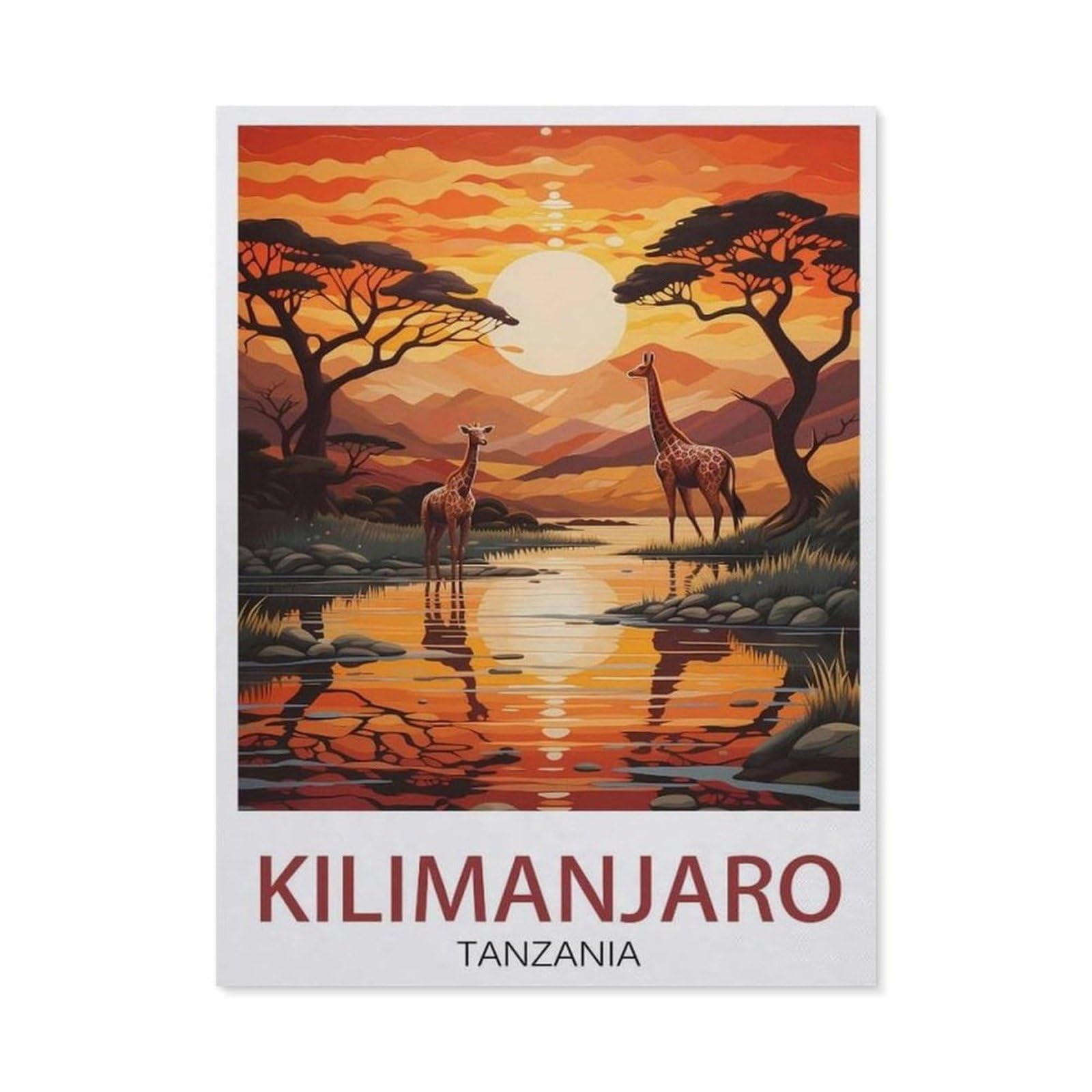 1000 Piece Jigsaw Puzzle for Adults，Kilimanjaro Tanzania sunset，paper Puzzle - for Adults Teens Educational Toys Gifts（50x70cm）-AW58