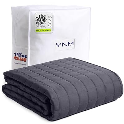 YnM Exclusive Weighted Blanket, Smallest Compartments, Bed Blanket for One Person of 190lbs, Ideal for Queen or King Bed (60x80 Inches, 20 Pounds, Dark Grey)