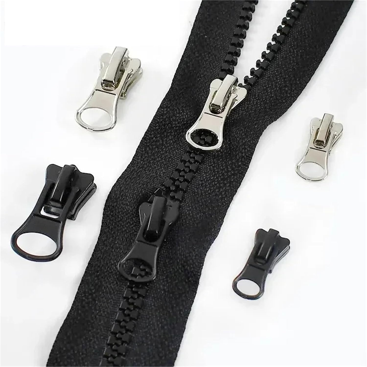 Zipper Replacement 20pcs Zipper Sliders Black Silver for Luggage Bags and Jackets(Silver-No5)