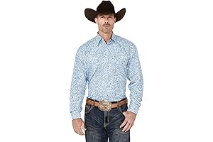 Karman Roper Blue Tooling Paisley Men's Long Sleeve Snap Shirt