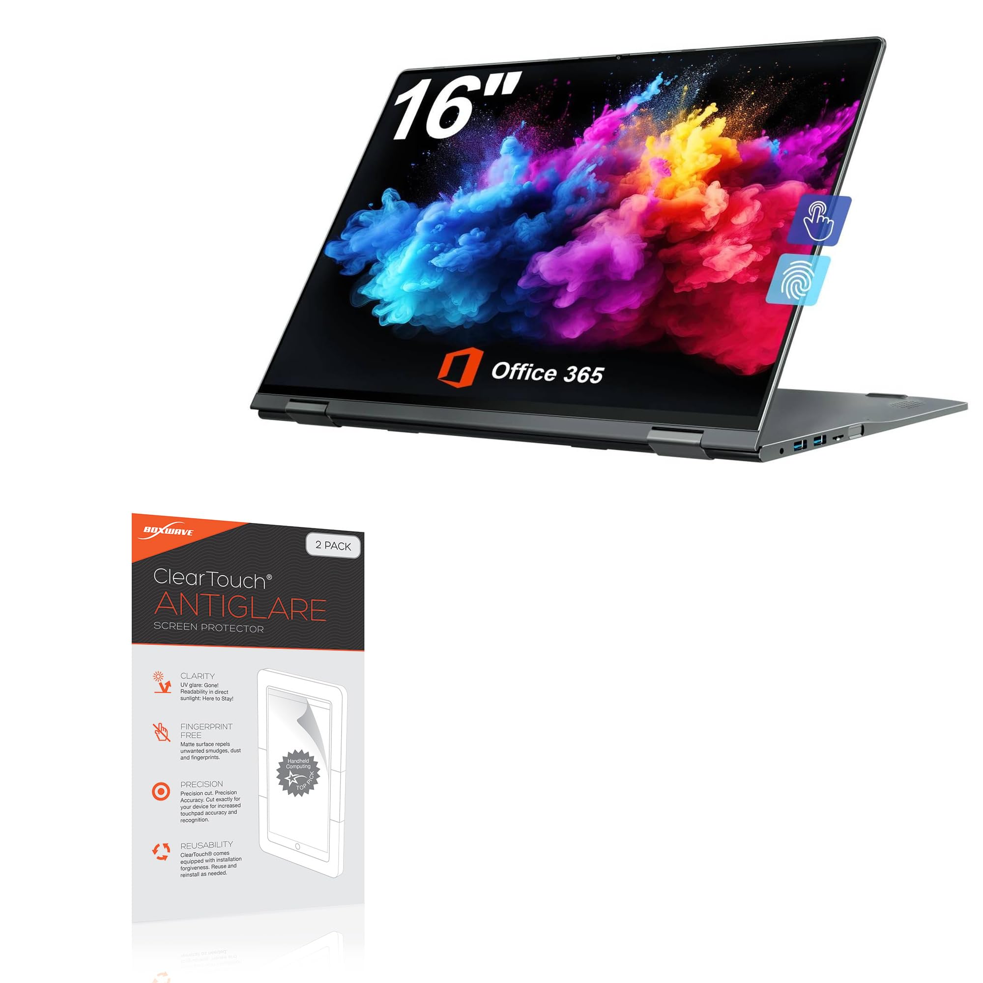 BoxWave Screen Protector Compatible with Jumper J1 Convertible Laptop (16 in) - ClearTouch Anti-Glare (2-Pack), Anti-Fingerprint Matte Film Skin