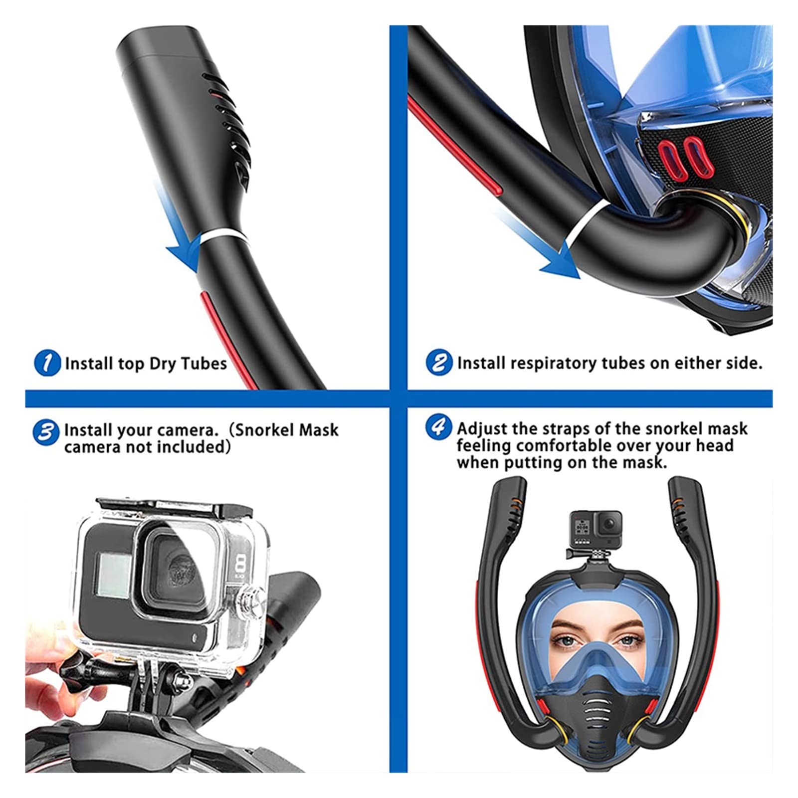 Respiracion bajo el agua Máscara De Esnórquel For Adultos, Máscara De Buceo De Cara Completa Antiniebla Subacuática, Gafas De Buceo, Equipo De Buceo For Natación Estabilidad ultraalta(White Pink,L/XL)