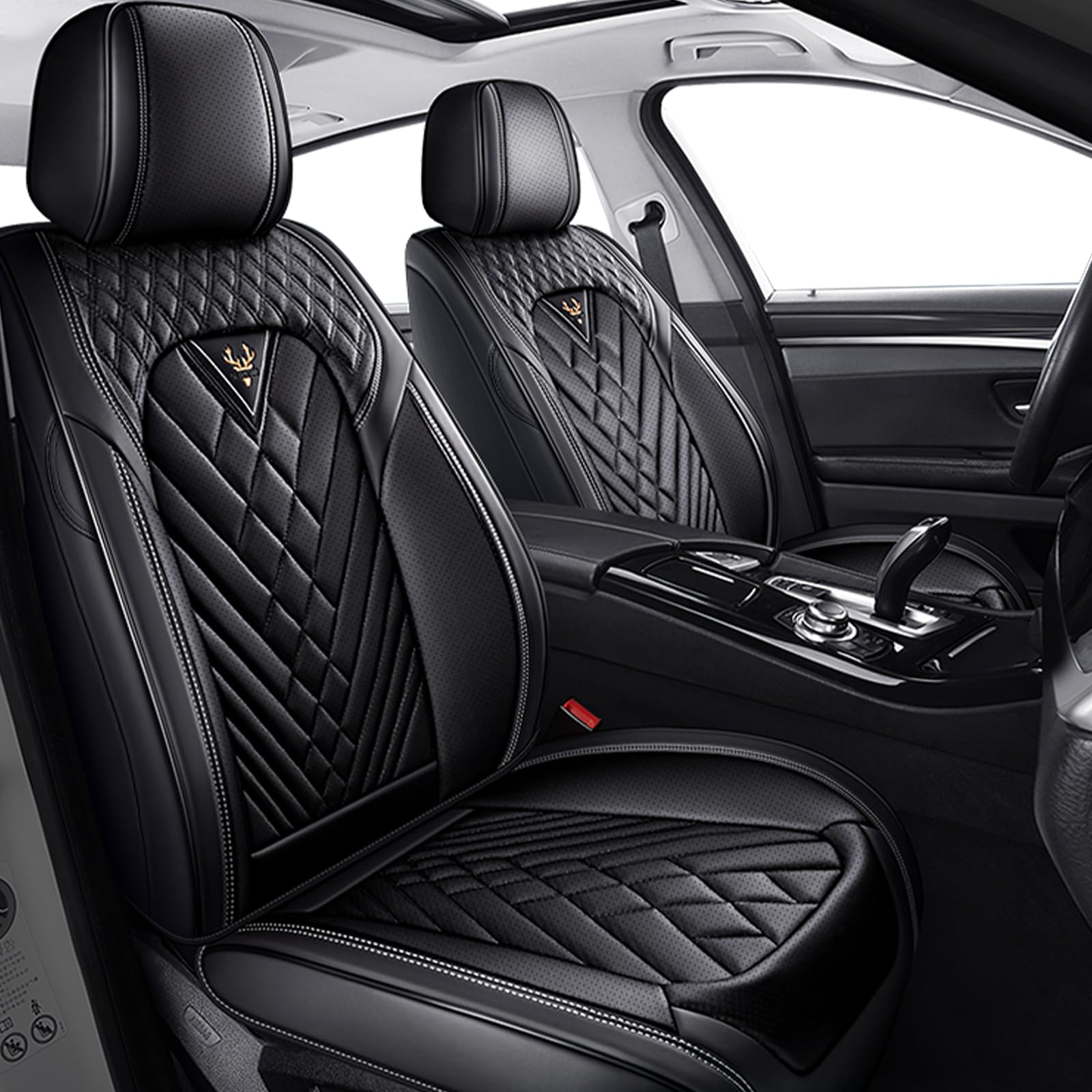 Car Seat Covers for BMW 328i 2000-2016, Premium Nappa Leather Car Seat Covers, Airbag Compatible &amp; Anti-Slip Car Seat Covers Sets(2 Seats/Black)