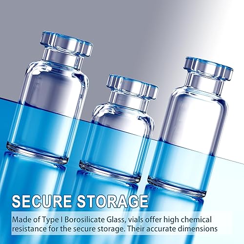 Miniatura 7 de ZHANXUBIO Viales vacíos estériles con puerto de inyección autorreparable y tapa de plástico de aluminio, paquete estéril (10 unidades de ámbar de