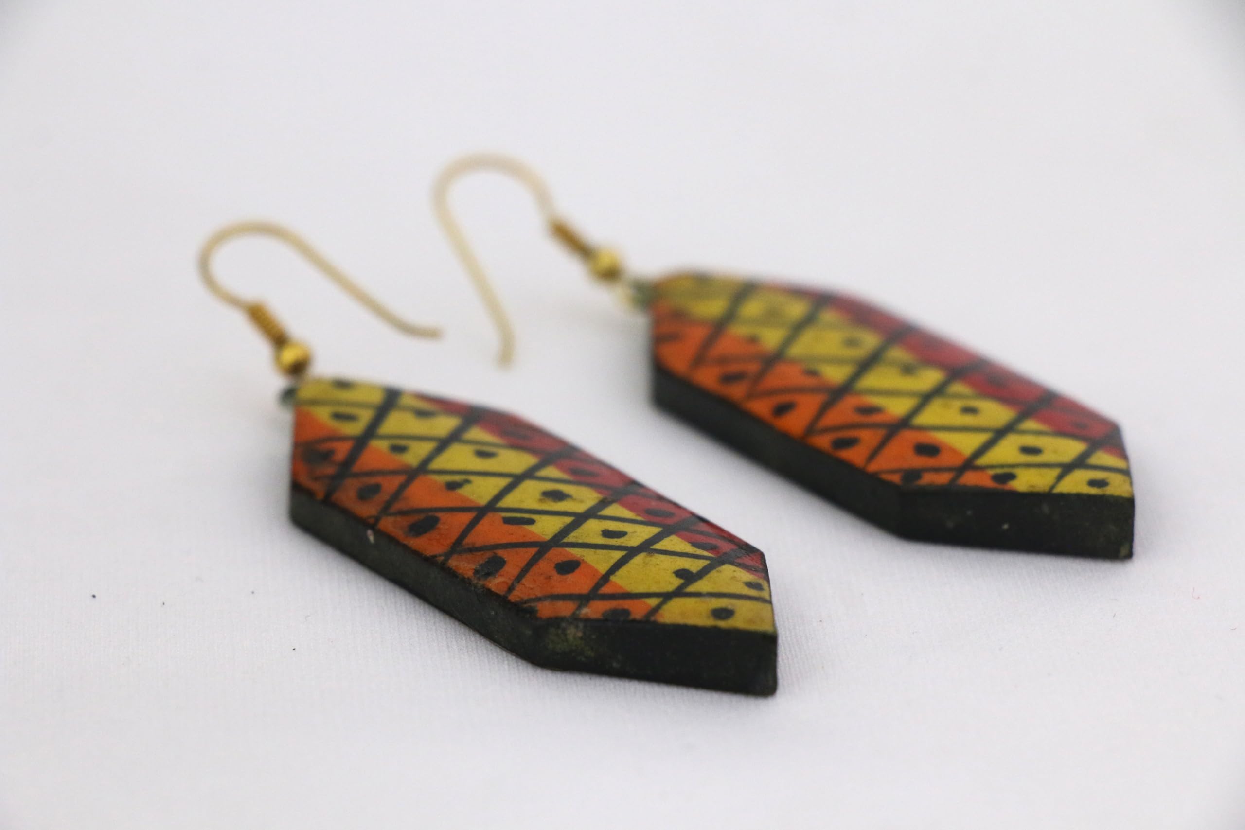 Channapatna wood craft –Locally crafted – Wooden Earrings – Alpine/Falu Red and Russet colored earring 1