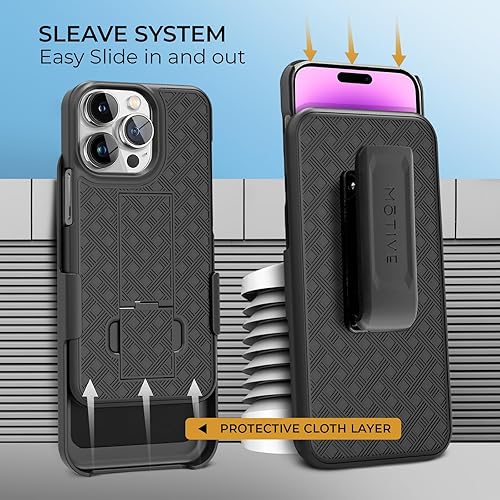 Miniatura 3 de MOTIVE Funda para iPhone 14 Pro Max, funda con clip para cinturón para iPhone de Apple, funda de carcasa Combo 14 Pro Max, funda protectora delgada