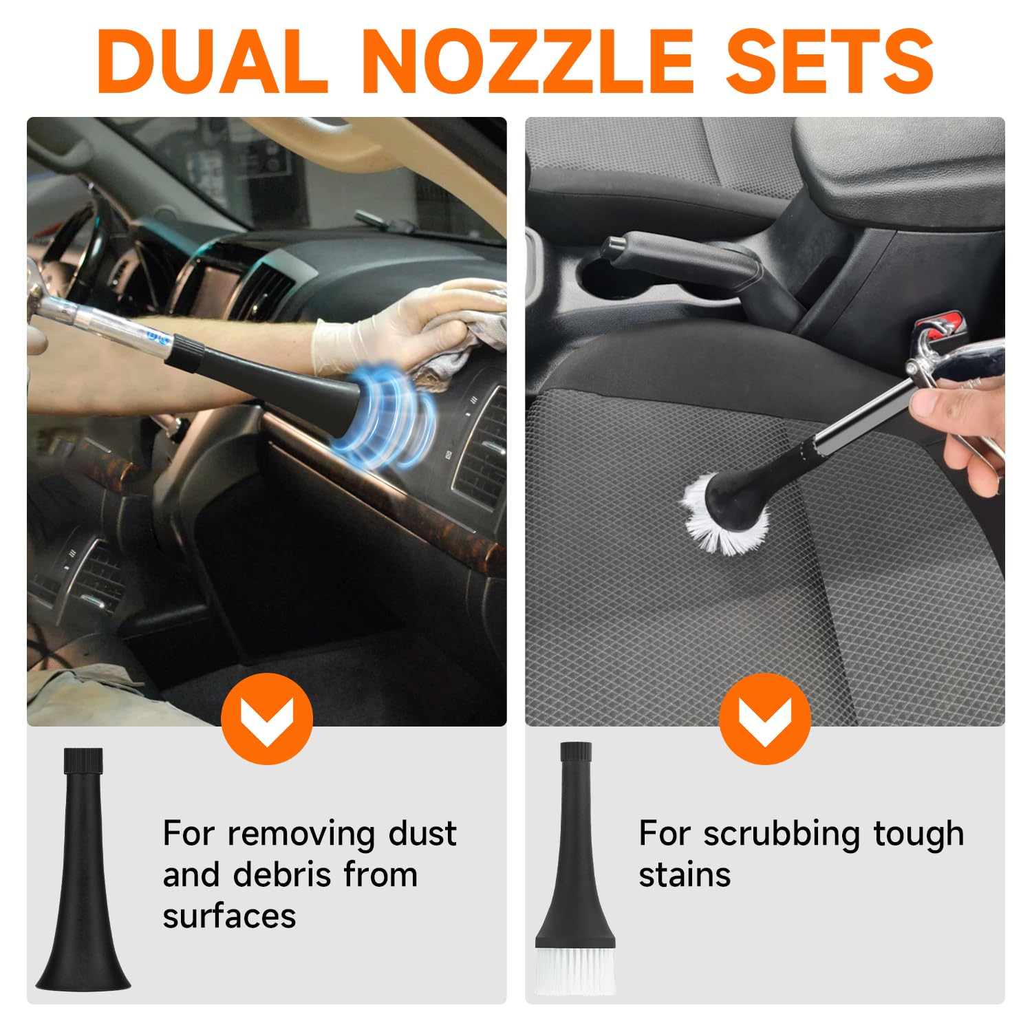 ROADGIVE High Pressure Car Cleaning Air Gun with 2 Set Nozzle, Car Interior Spraying Washing Gun Car Cleaning Kit for Vehicle Upholstery Carpet Seat, Works with Air Compressor