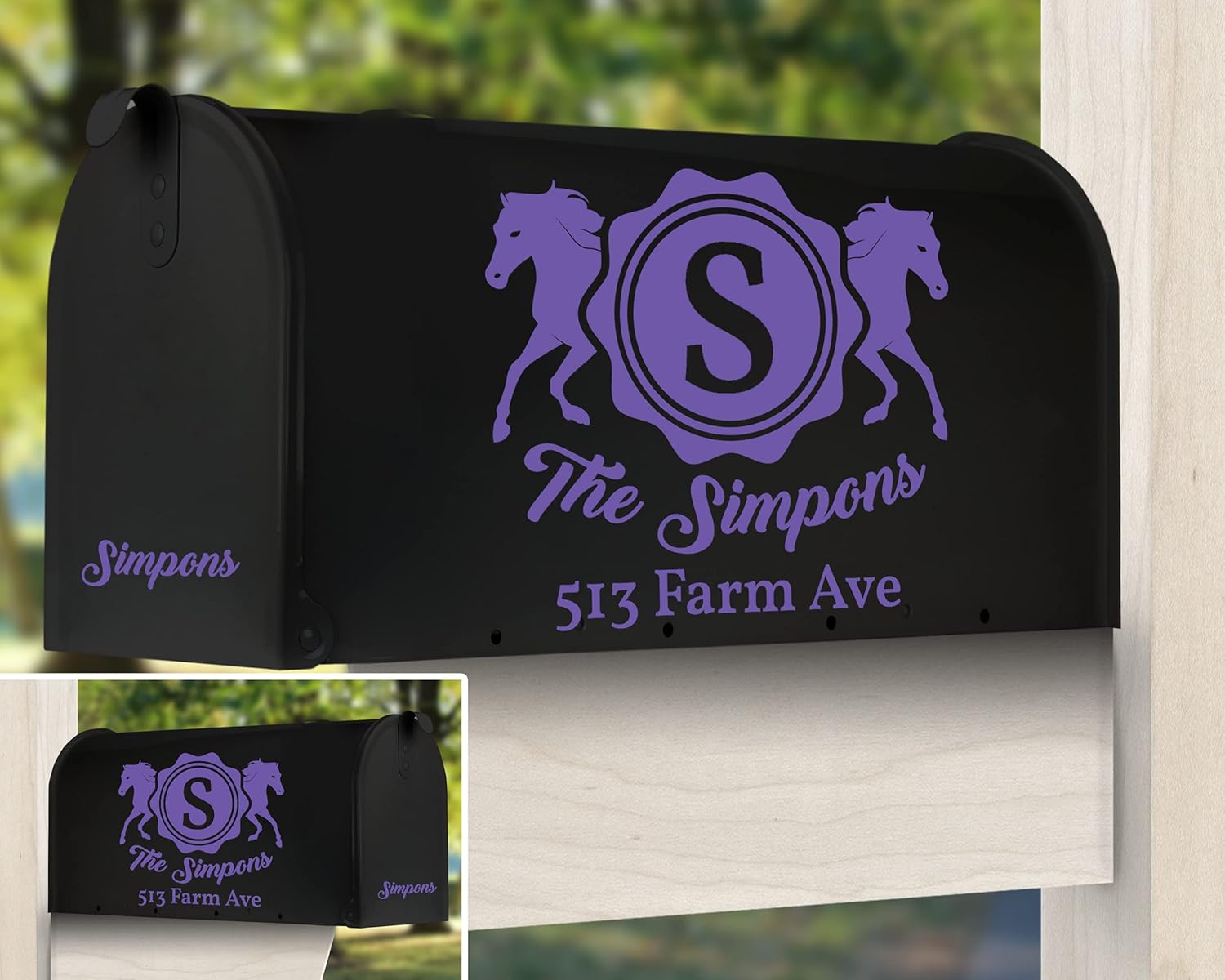 Set of 4 Name Decal for Mailbox, Personalized Mailbox Decal, Many colors for select, Waterproof Mailbox Decal, Family Name Decal for Door, Mailbox Numbers Sticker, Vinyl Decal, Customize Mailbox Decal, Farmhouse Mailbox Letter decals #14 by Cus2mize (Purple)