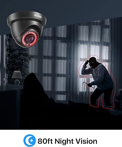 Miniatura 5 de ZOSI Paquete de 4 cámaras de seguridad para el hogar HD-TVI de 1080p 2MP HD-TVI 1920TVL, cámara de vigilancia resistente a la intemperie CCTV de