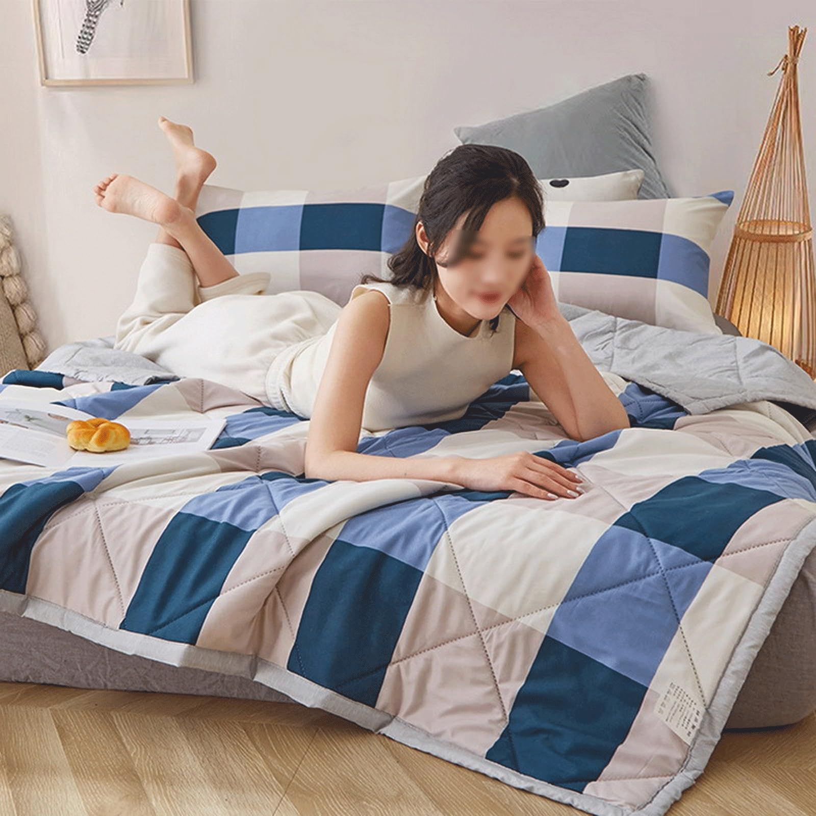 uyeoco Edredón Nórdico Verano Colcha Fina Cama Edredón Cama Estampado Algodón Microfibra Estilo Edredón Cama Nórdico Colchas Funda Cama(A6,180x200cm)